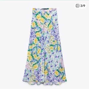 Zara Floral Midi Slip Skirt XS